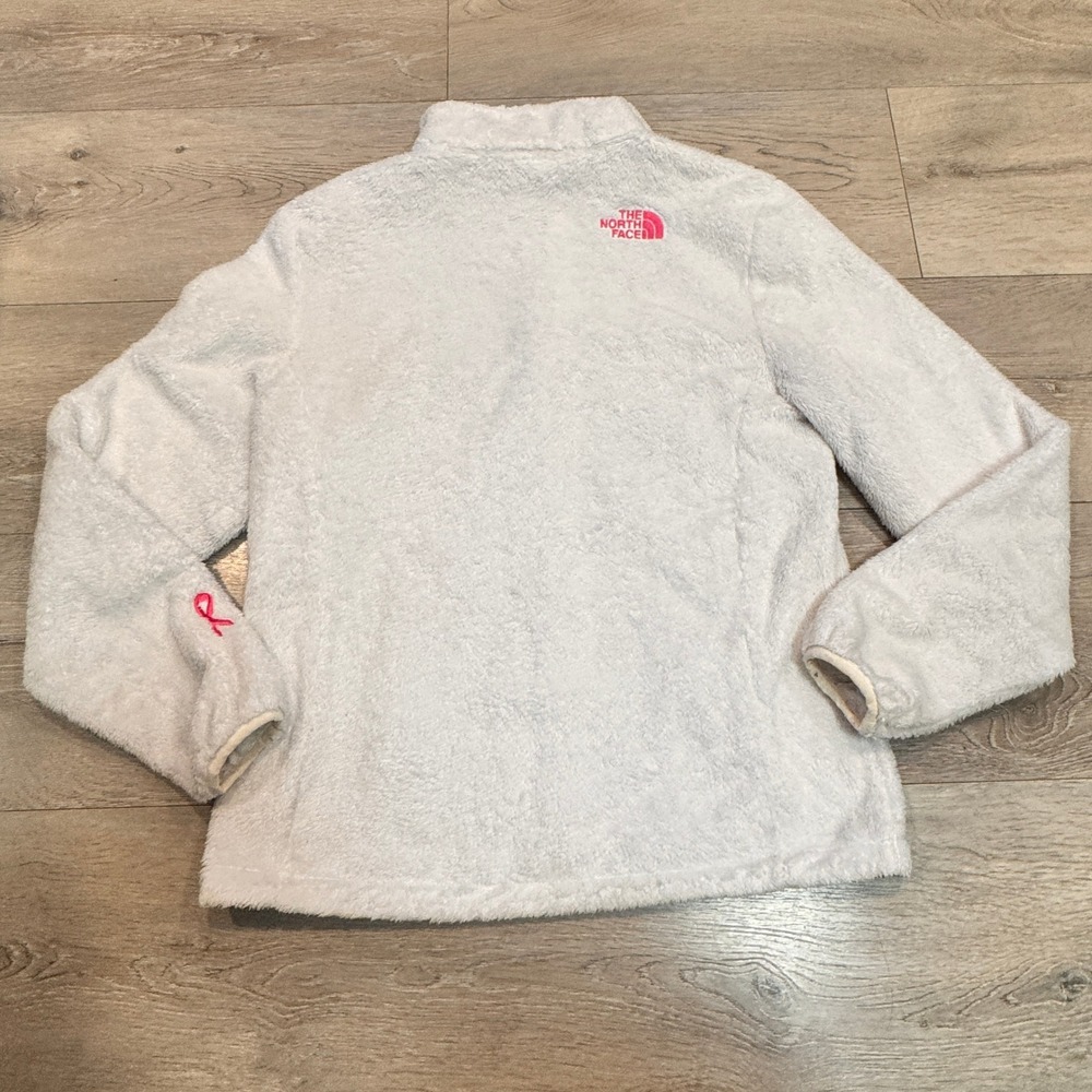 The North Face Womens Fleece Jacket Fuzzy Pink Ribbon Logo Size Small S - Picture 2 of 13